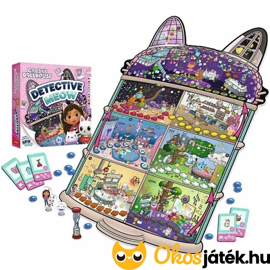 Spy Guy Gabi babaháza Detektív Meow társasjáték játékelemei