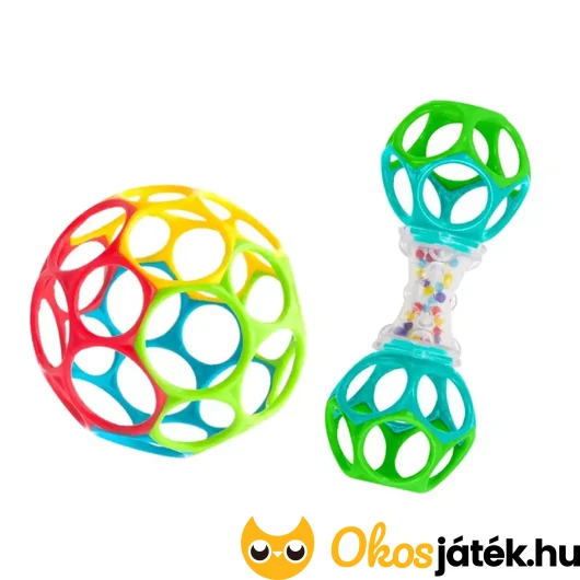 Oball Játék ajándék szett - súlyzó alakú csörgő és labda