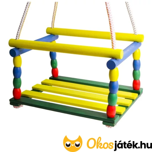Színes fa keretes kerti kültéri gyerekhinta