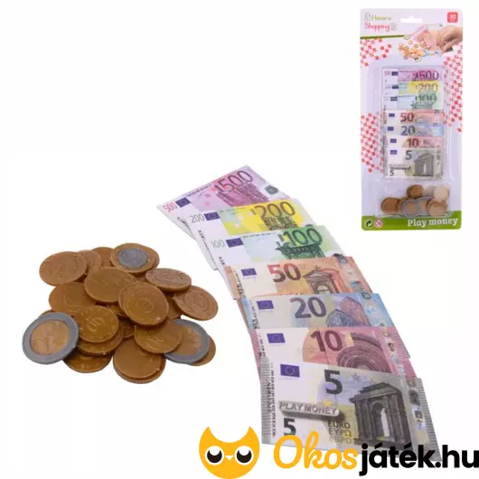 Euro játékpénz készlet bankjeggyel és apróval