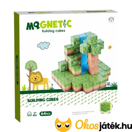 Mágneses kocka építőjáték 64 db-os készlet