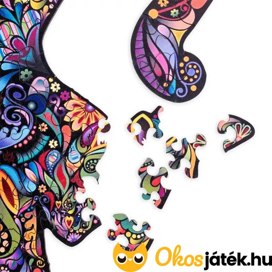 Különleges fa forma puzzle cica