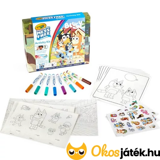 Crayola Color Wonder Bluey foglalkoztató szett tartalma