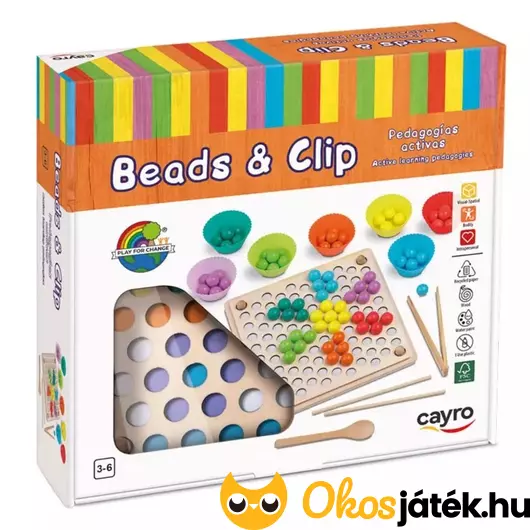 Montessori játék - szivárvány színű gyöngy mozaik