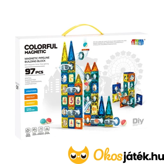 Mágneses golyópálya építő 97 db-os készlet
