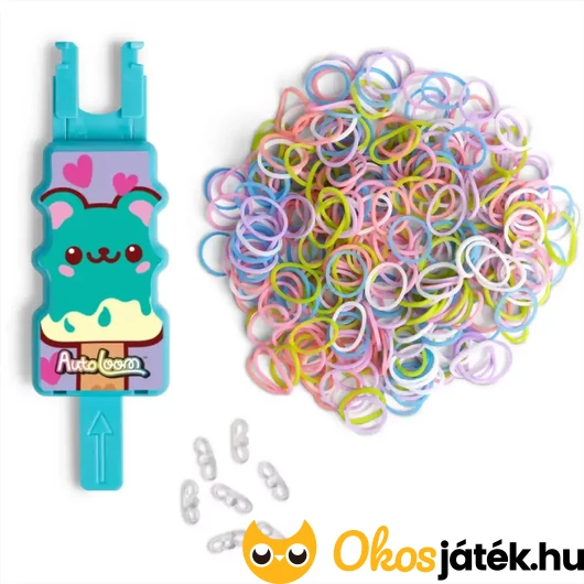Rainbow loom - Auto loom pasztell gumi karkötőkészítő tartalma