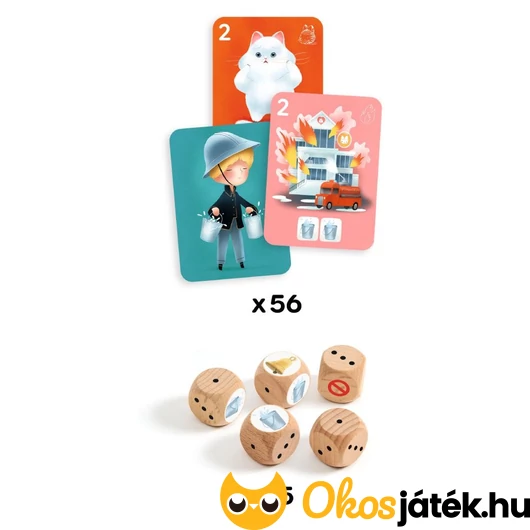 Pets Rescue állati kockázat társasjáték kártyái és dobókockái