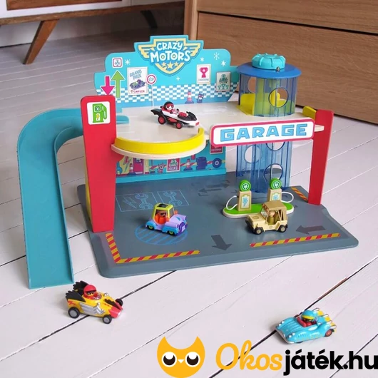 Emeletes játék garázs autók nélkül