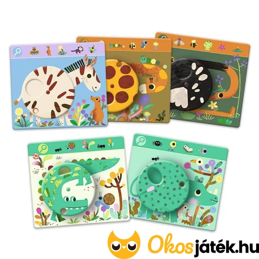 Böngésző játék - Djeco Eduludo Obs Savana tartalma