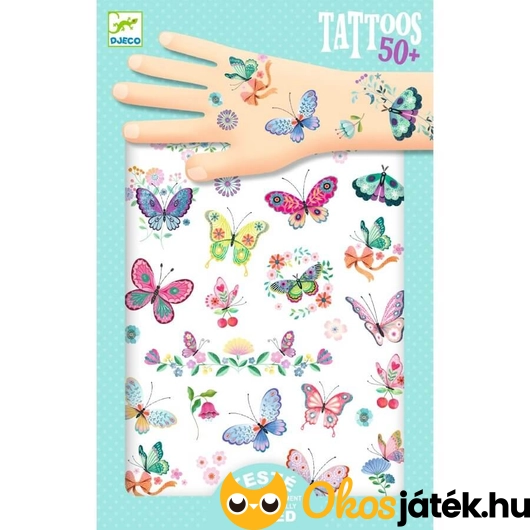 Pillangós bőrbarát tetováló matrica lányoknak