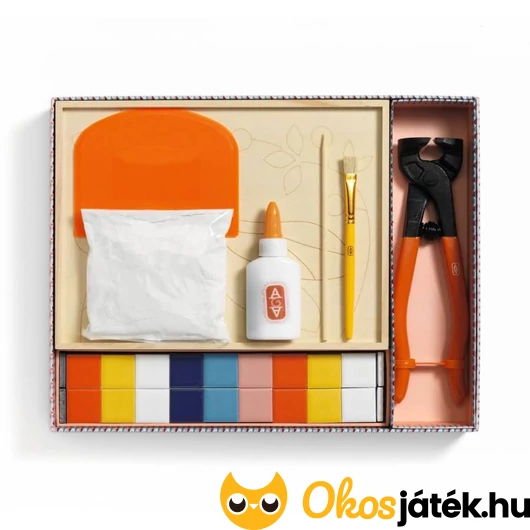 Mozaikkép készítő doboz belseje