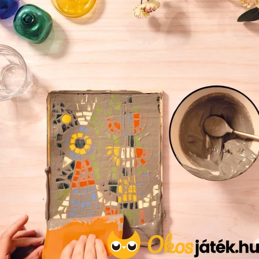 Mozaikkép készítés cementel