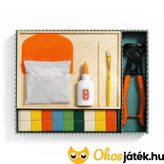 Djeco Atelier Páva mozaik doboz tartalma