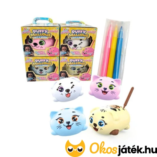 Pufók mályvacukor-állatkák: színezhető, lemosható