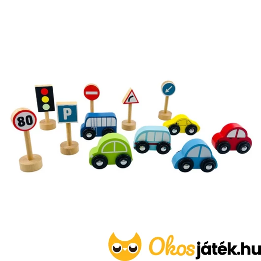 Kisautók kresz táblával