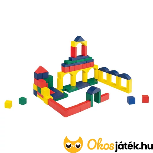 Fa építőkocka 100 db-os készlet