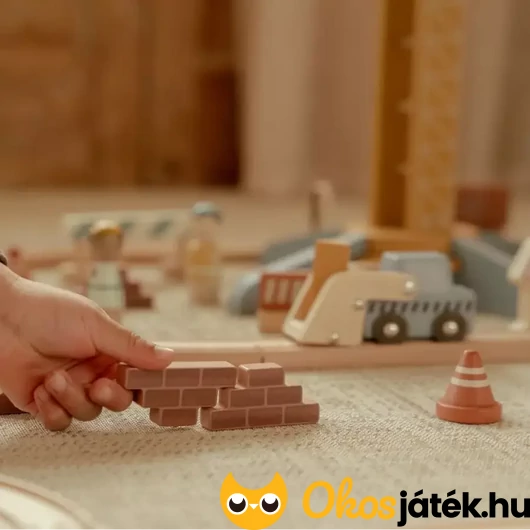 Fa daru készlet építési elemei