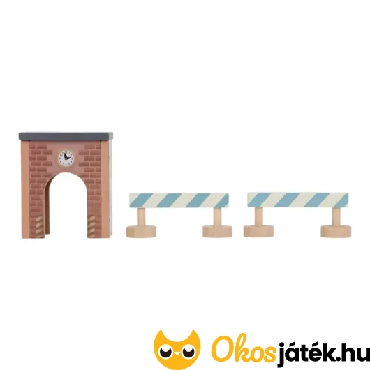 Sínpályához alagút és lezáró táblák