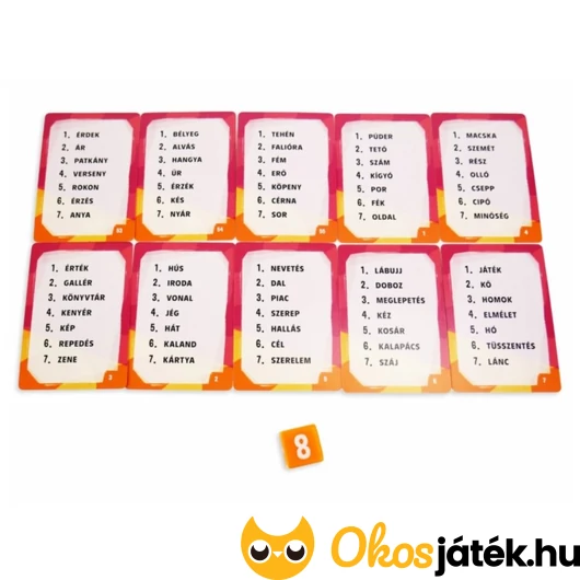 Nem mondod! társasjáték szókártyái