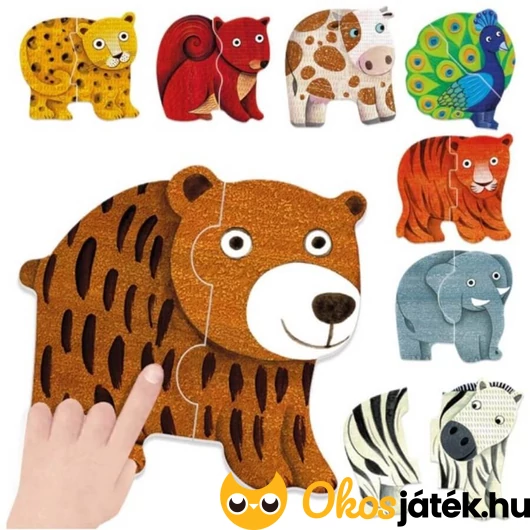 Tapintást fejlesztő 2db-os állatos puzzle