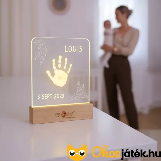 Kéz és láblenyomat készítő képkerettel és világítással