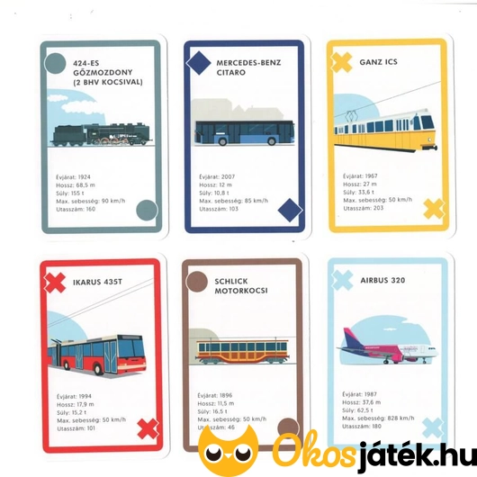 Közlekedési eszköz kártyák