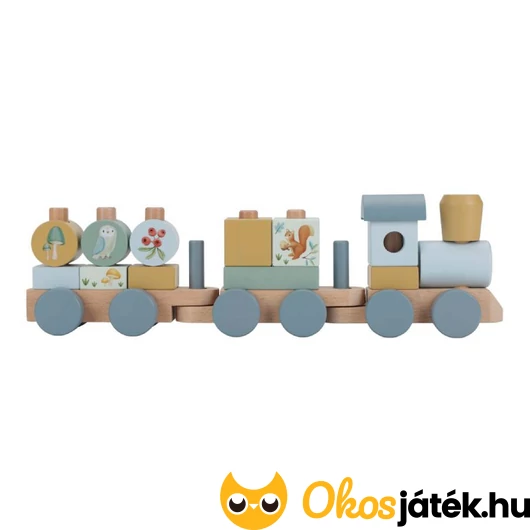 Fa vonat építőkockákkal