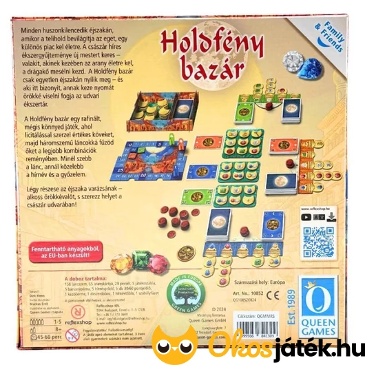 Holdfény bazár társasjáték doboz hátoldala