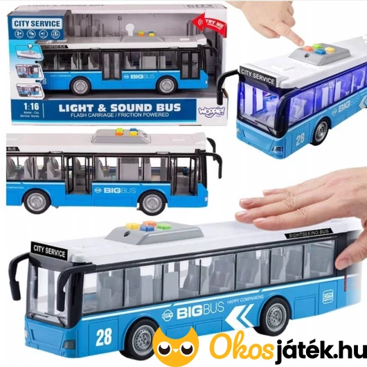 Játékbusz nyitható ajtókkal, fényekkel és hangokkal