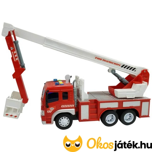 Műanyag játék tűzoltóautó emelőkosárral