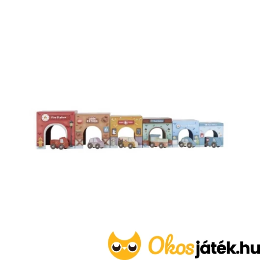 Toronyépítő fa autókkal