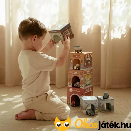 Toronyépítő kocka autókkal