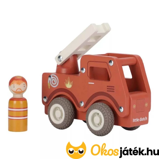 Little Dutch fa tűzoltóautó figurával