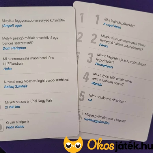 Kvízkaland társasjátékból kártya
