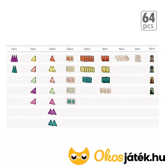 MagArt 64 db-os építőjáték tartalma