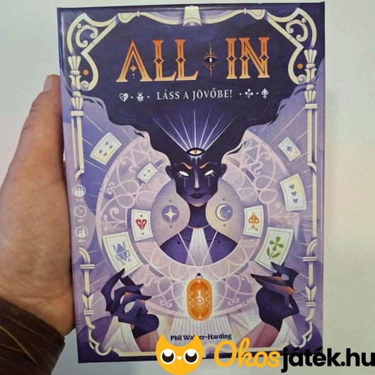 Láss a jövőbe! All in kártyajáték doboza kézben