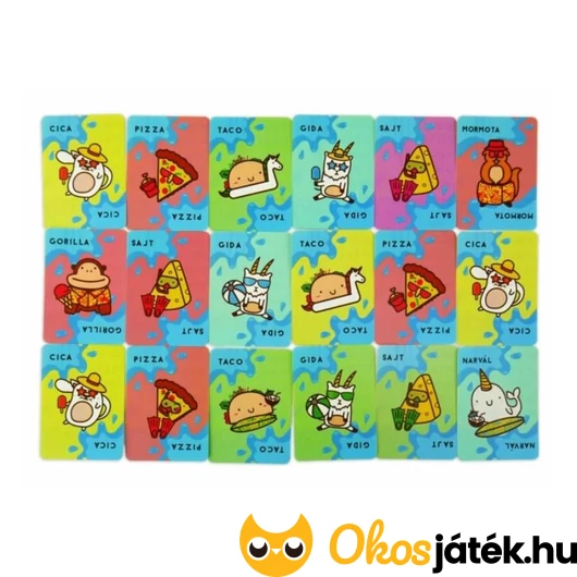 Vízálló cica-pizza-taco-gida-sajt kártyajáték