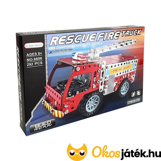 Tűzoltóautó fémépítő szerelős játék