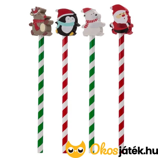 Karácsonyi mintás ceruza radírral (1db)