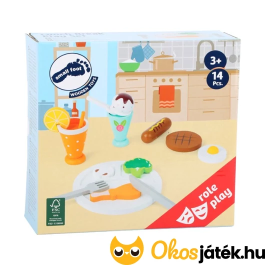 Legler Kis méretű fa ételkészlet tányérkával, evőeszközzel