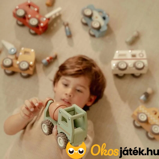 Little Dutch fa járművek - betonkeverő fából, figurával