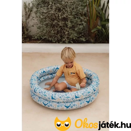 Little Dutch felfújható medence, kék, bálnás