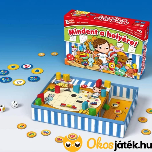 Mindent a helyére társasjáték elemei