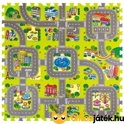 Habszivacs puzzle szőnyeg - várostérkép 9 db
