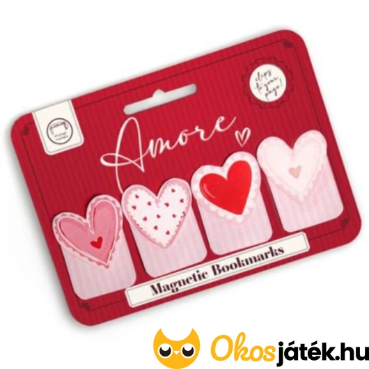 Mágneses könyvjelző szett Szívek - 4 darabos készlet