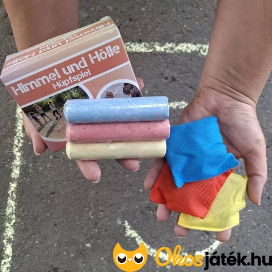 Ugróiskola készlet krétákkal, babzsákokkal