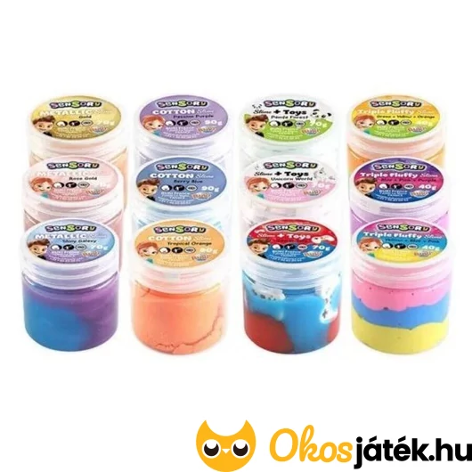 12 féle szenzoros slime tégelyekben