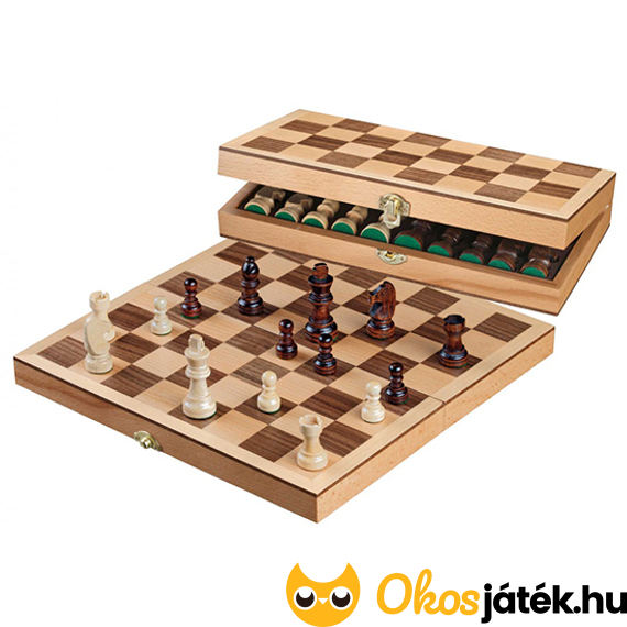Philos sakk játék készlet fából 33mm-es mezőmérettel - 30x30cm 