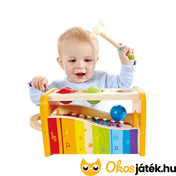 hape baba xilofon és golyó kalapálós játék egyben, fa xilofon