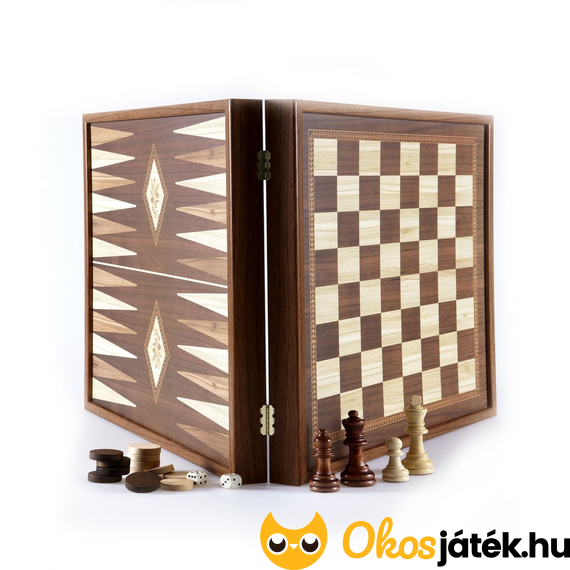 intarziás sakk és backgammon játék egyben